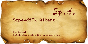 Szpevák Albert névjegykártya